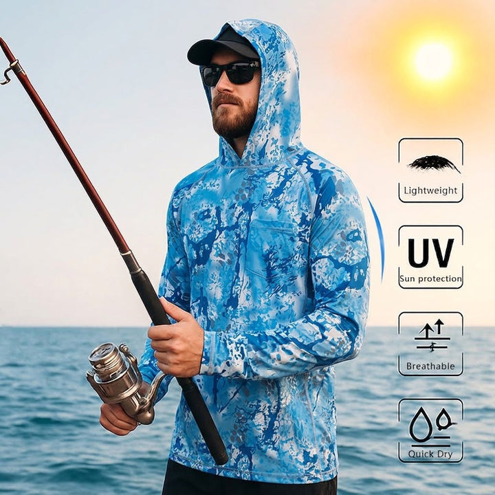 Haut de pêche extensible léger à capuche anti-UV