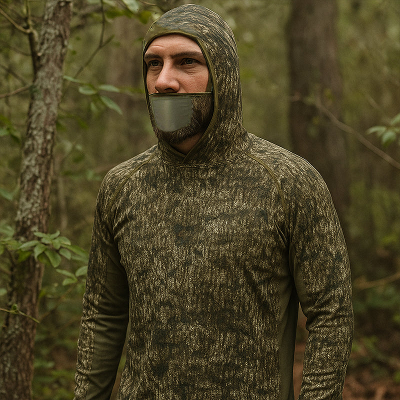 Haut de chasse camouflage TWS UPF 50+ à capuche et masque