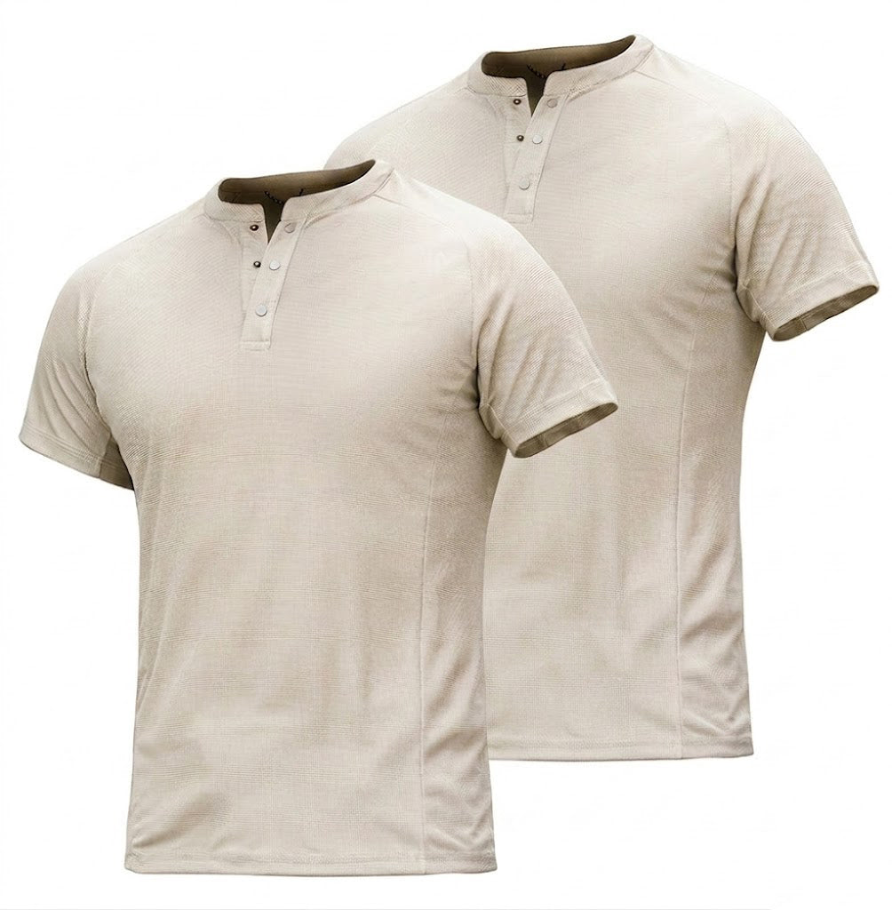 T-shirt homme col Henley à séchage rapide