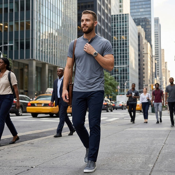 T-shirt homme col Henley à séchage rapide