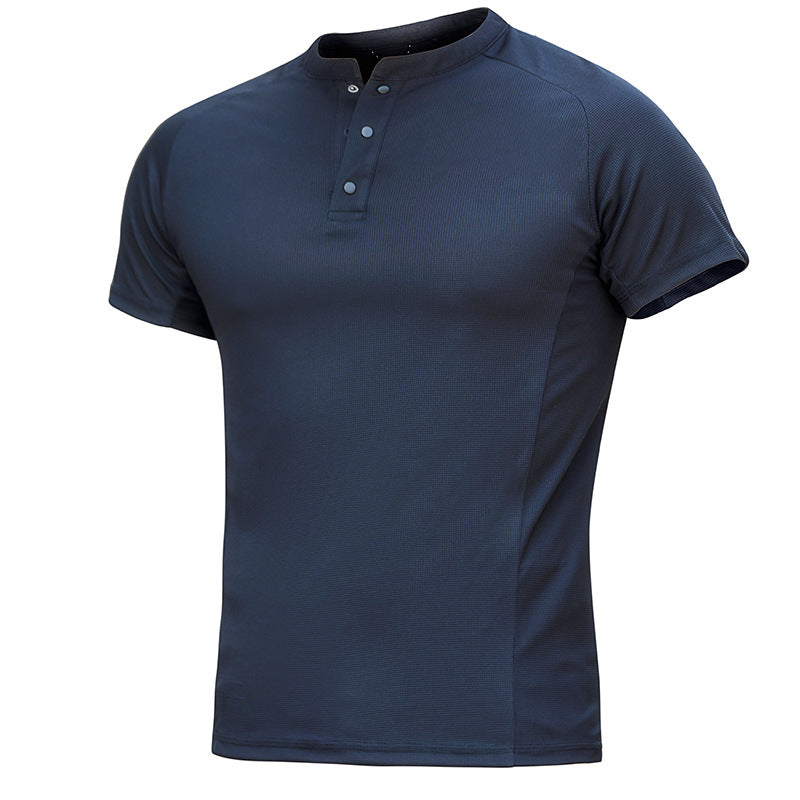 T-shirt homme col Henley à séchage rapide
